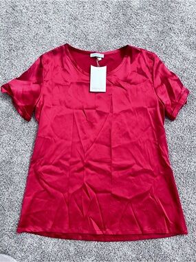 Red silk t shirt